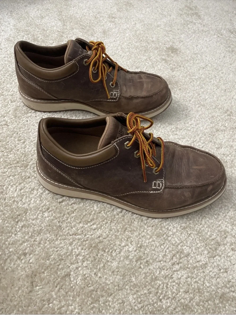 L.L. Bean Stonington Moc Toe Shoes Men's 10 WIDE Dark Cocoa Leather 507140
